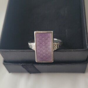 Vintage Sterling Purple Guilloche Signet Ostby Barton Ring Size 7